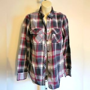 Grey red plaid
